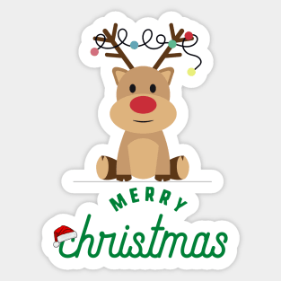 Cute Rudolph The Red Nose Reindeer - Merry Christmas Sticker